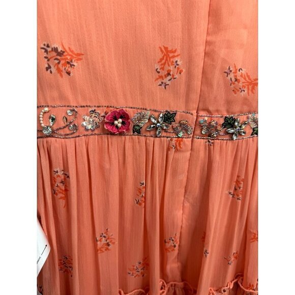 MAC DUGGAL 70115 Tiered Ruffle Chiffon Tea Length Dress in Apricot Size 4 New - Picture 7 of 7